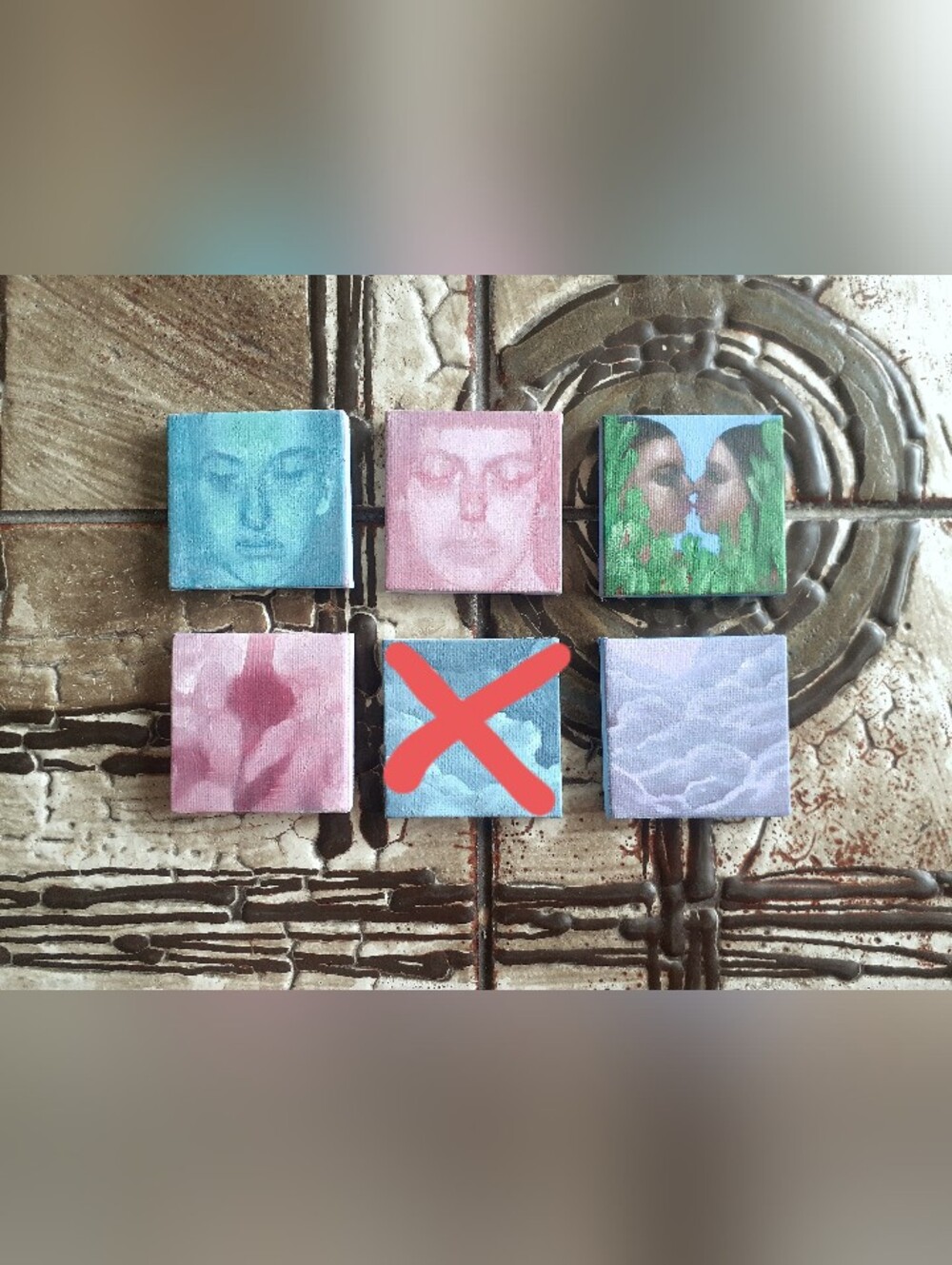 5 Tiny Oil Paintings 2.5" x 2.5"